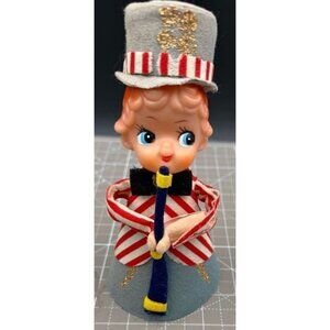 Vintage Japan Felt Drum Major Figure  6¼" Red White Stripes  New Years Read